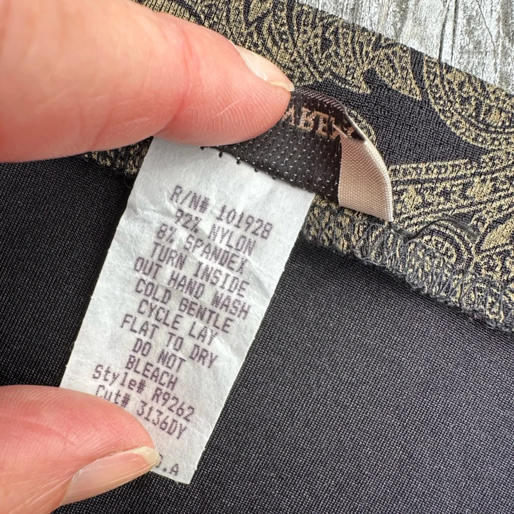 SOLD - Vtg 90s Slinky Material Black &Tan Paisley Skirt w/lots of buttons Size S - Picture 4 of 8